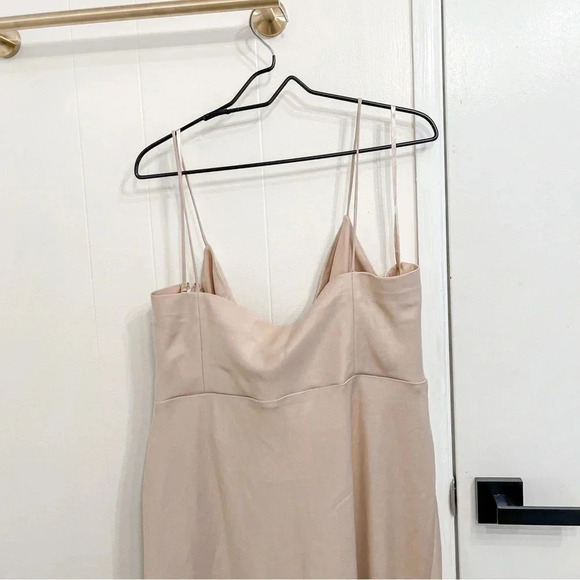 BHLDN Anthropologie Freya satin charmeuse dress beige oyster size 20 NWT - Picture 8 of 14